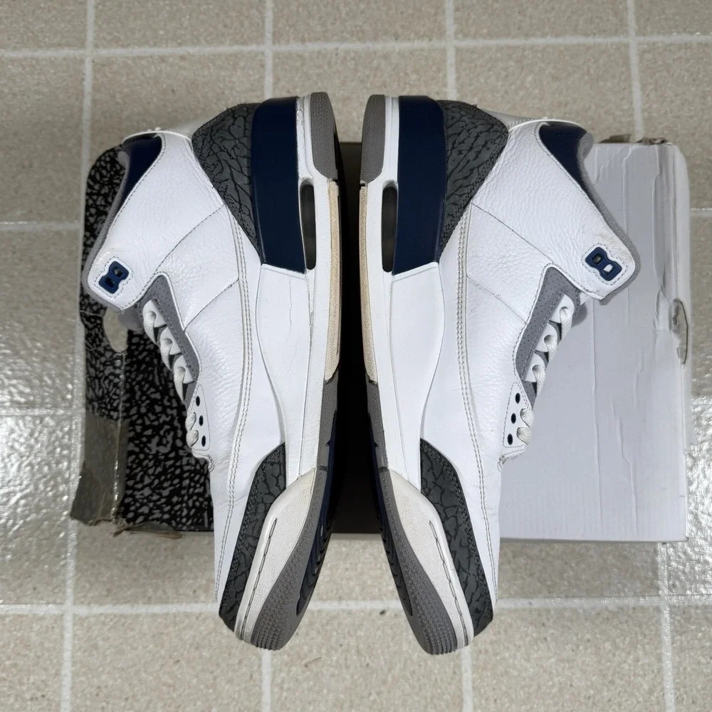 Size 12 - Air Jordan 3 Retro White/ Midnight Navy Model CT8532 140